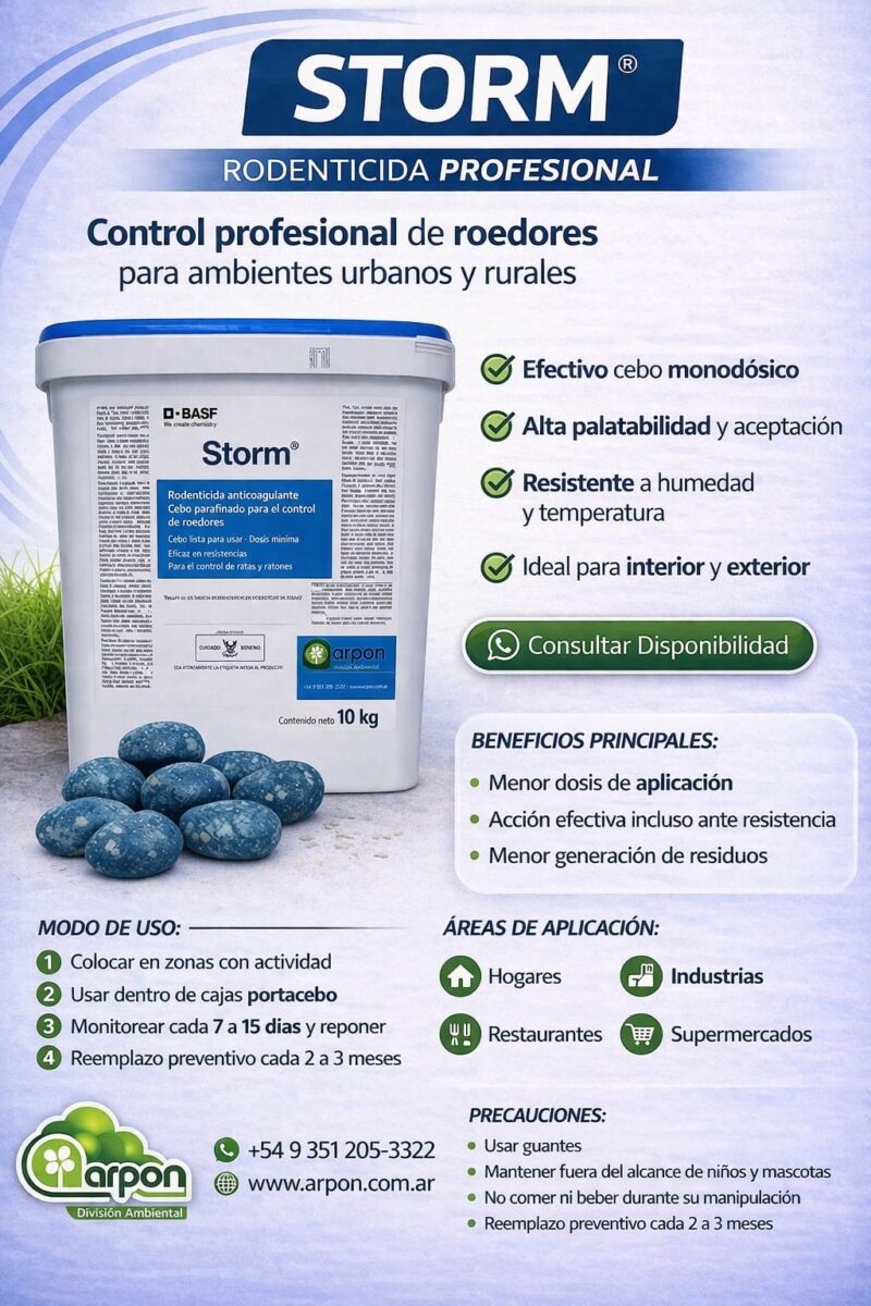 RODENTICIDA STORM SECURE BASF X 10 KILOS - Arpon División Ambiental
